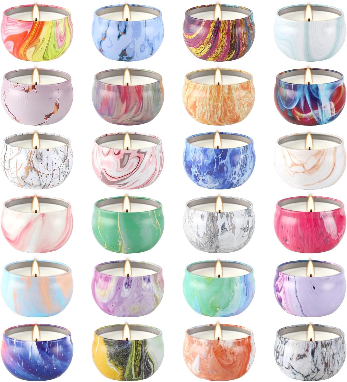 YOROXRG 24-pack travel tin soy wax scented candles – 2.5 oz each, assorted fragrances