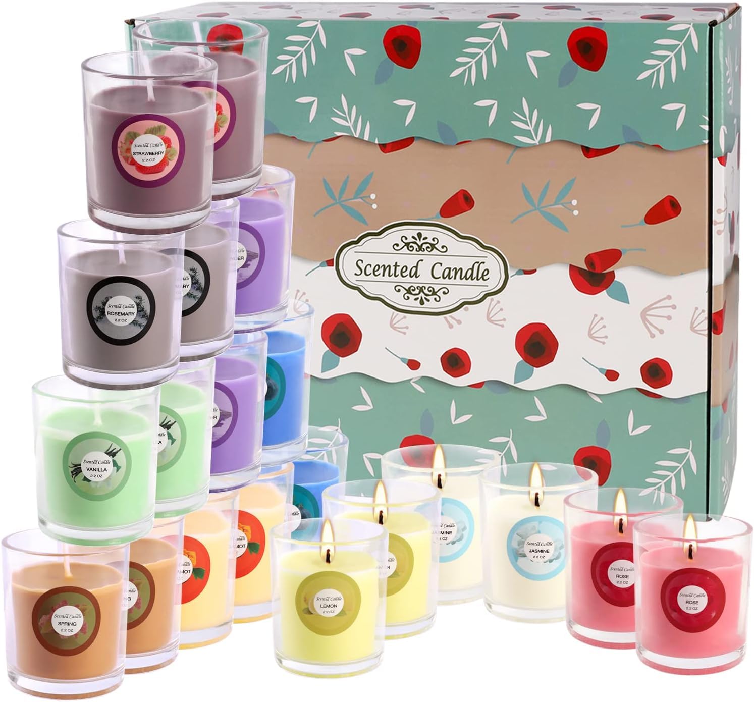 Vanilla scented candle in a glass jar from the YOROXRG 40-pack