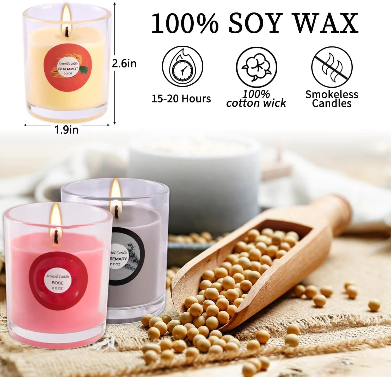 Lavender and Lemon scented candles in glass jars from the YOROXRG 40-pack