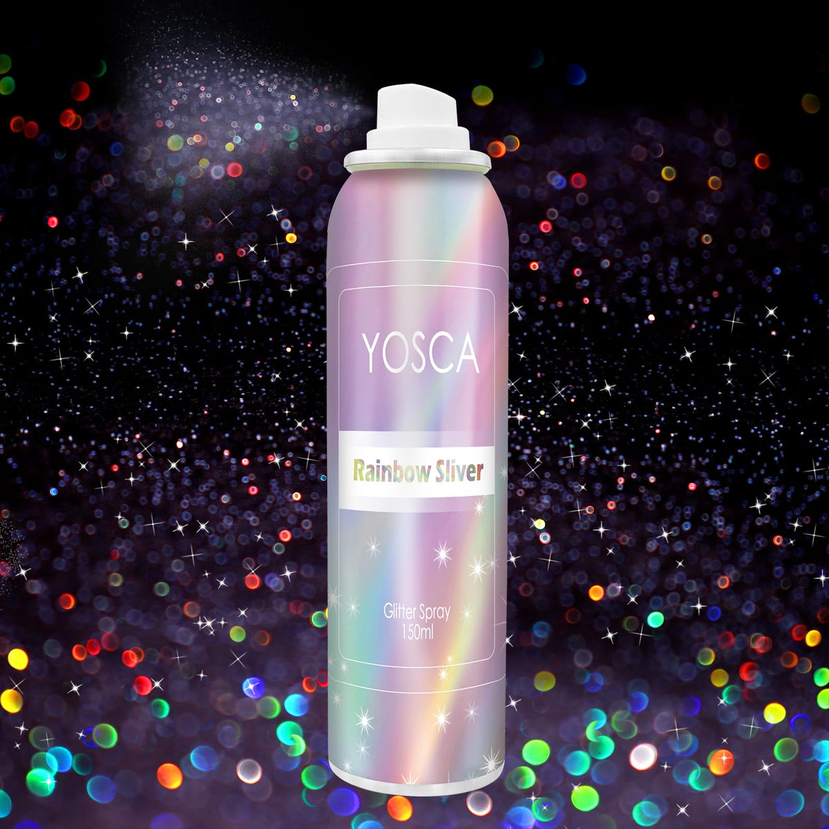 Yosca Glitter Spray bottle with 150ml offers quick, lasting shimmer.