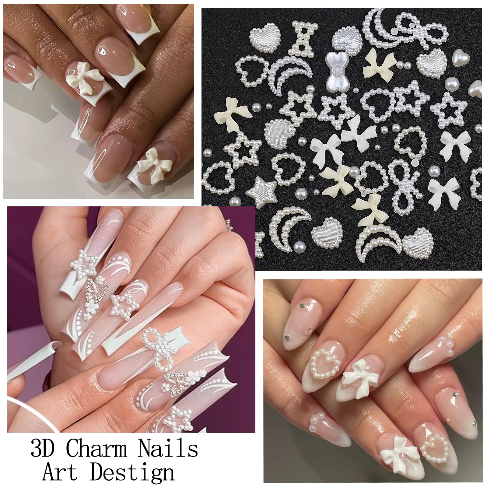 YOSOMMK bow charm layout for stylish nail art