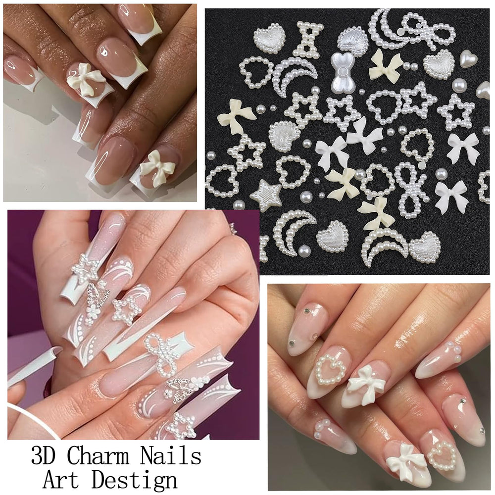 YOSOMMK bow charm layout for stylish nail art