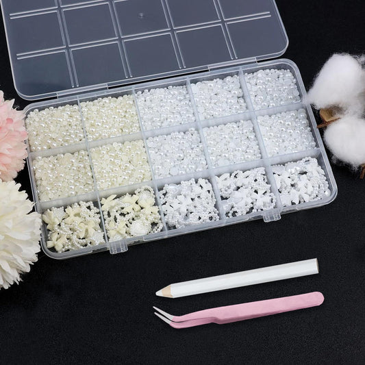 YOSOMMK flatback pearls close-up for durable salon-style accents