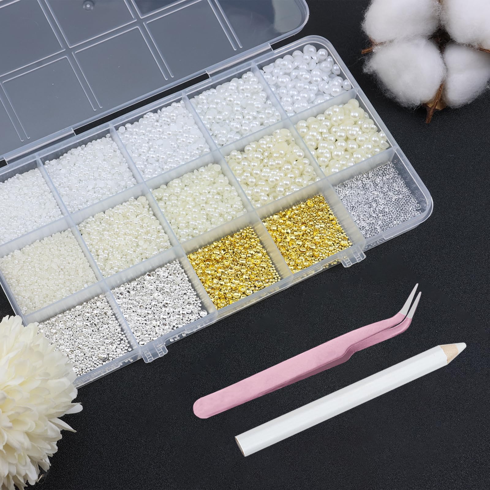 YOSOMMK gold hollow rivets add dimension to DIY manicures.