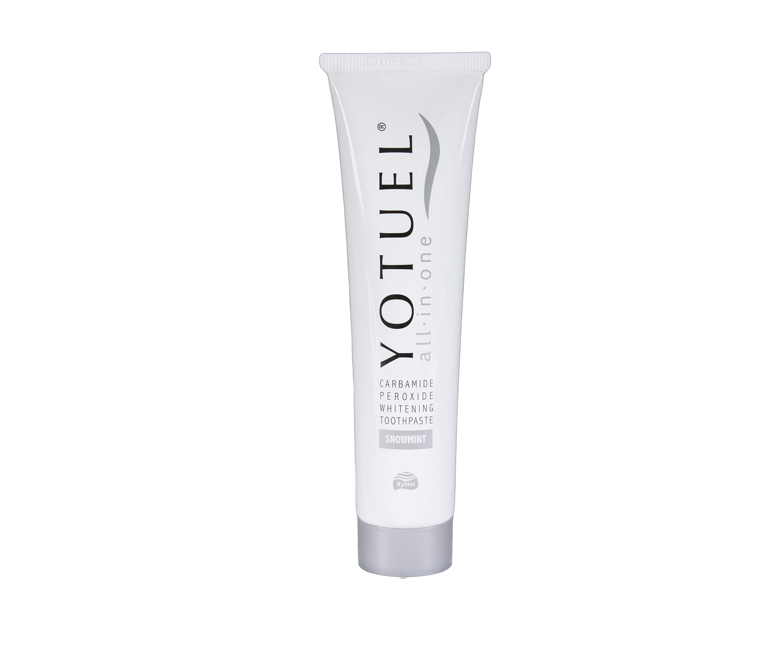 Snow Mint whitening toothpaste with mint leaves graphic
