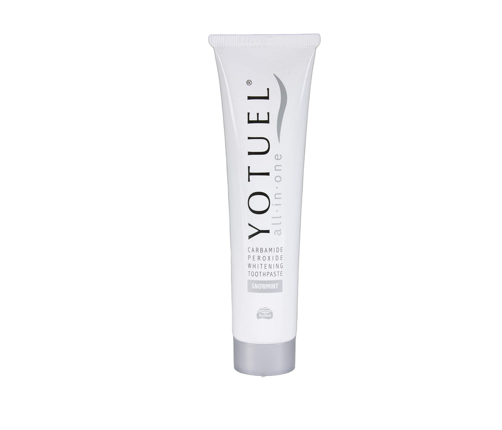 Snow Mint whitening toothpaste with mint leaves graphic