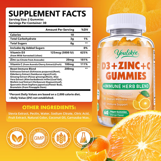 Close-up of orange-flavored sugar-free vegan gummies