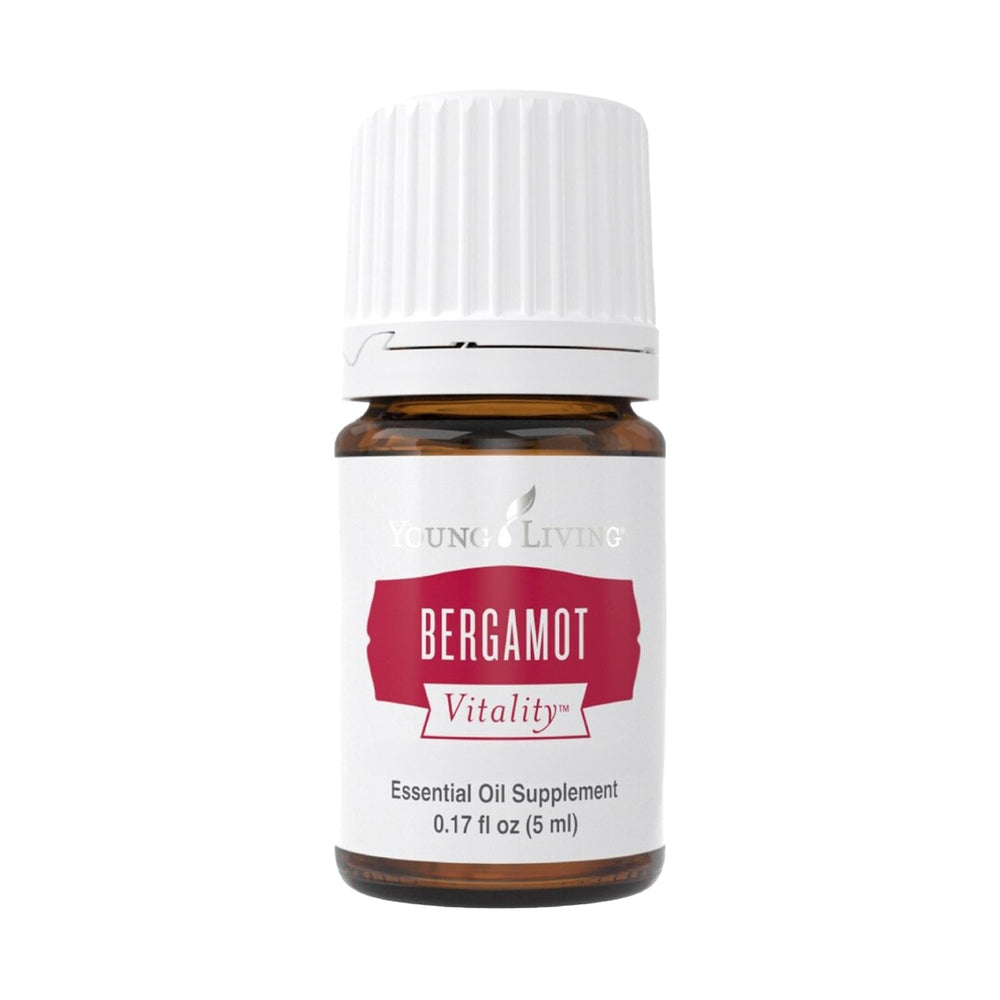 Young Living Bergamot Vitality 5ml bottle captures bright citrus aroma for culinary use.