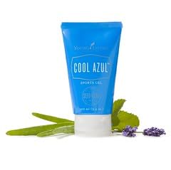 Gel being applied on leg by hand with Young Living Cool Azul