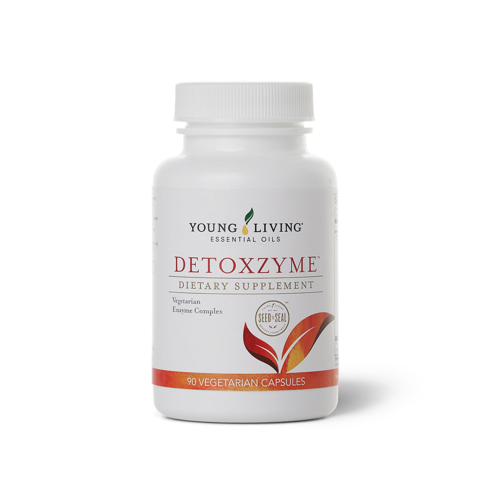 Young Living Detoxzyme bottle front highlights daily digestion support