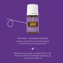 Young Living Envision bottle pour showing aroma for energizing routines.