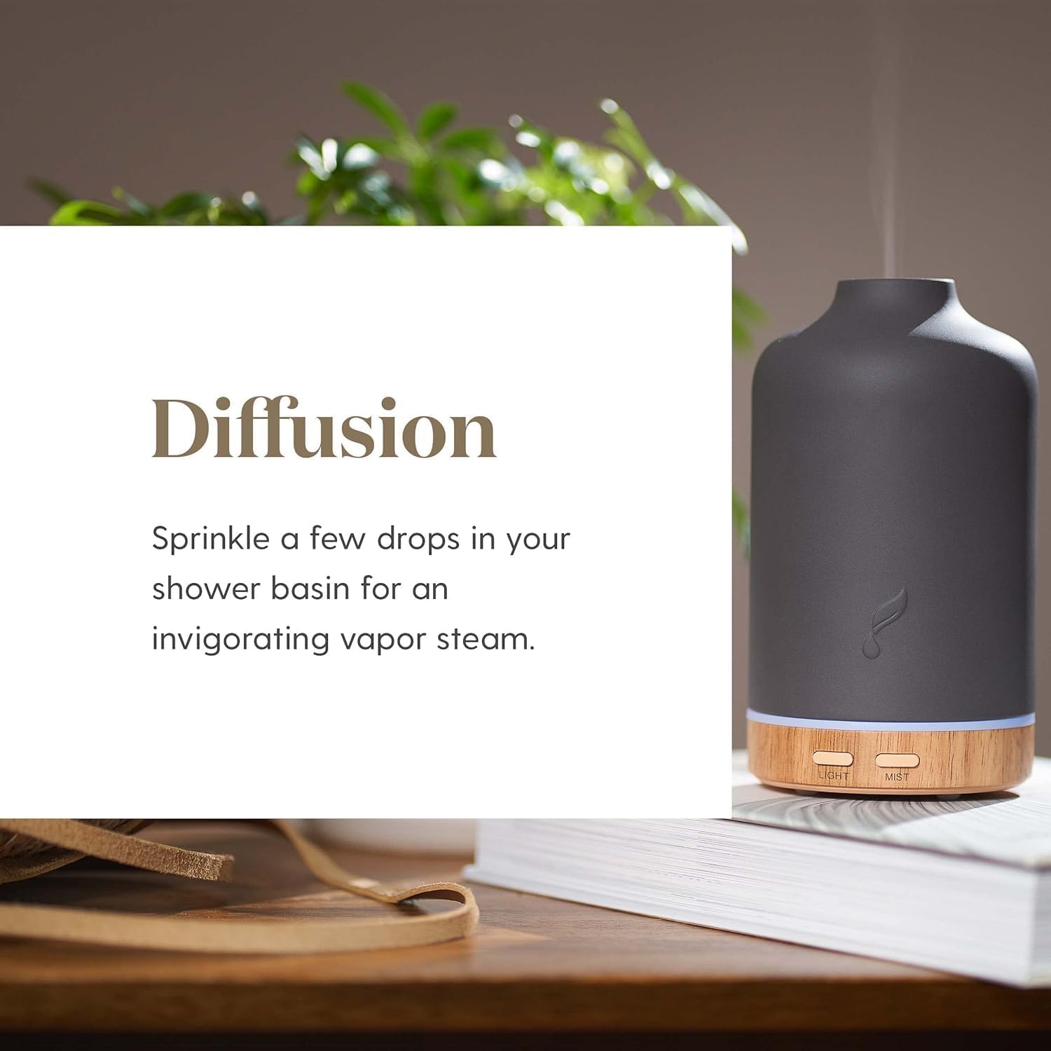 Diffuser releasing a calming eucalyptus aroma