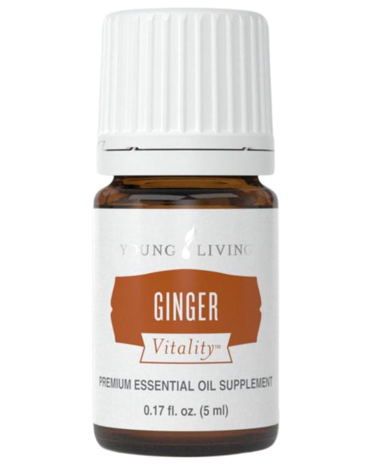 Young Living Ginger Vitality bottle pour—offers inviting aroma and culinary flavor boost