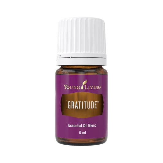 Young Living Gratitude 5ml bottle for calming, grounding aromatherapy.