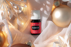 Young Living Helichrysum label closeup showcases pure Aromatic quality for diffusion or topical use