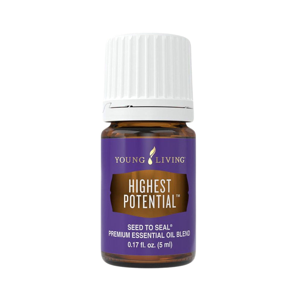 Young Living Highest Potential Oil 5ml bottle offers uplifting aroma for mood support and focus.