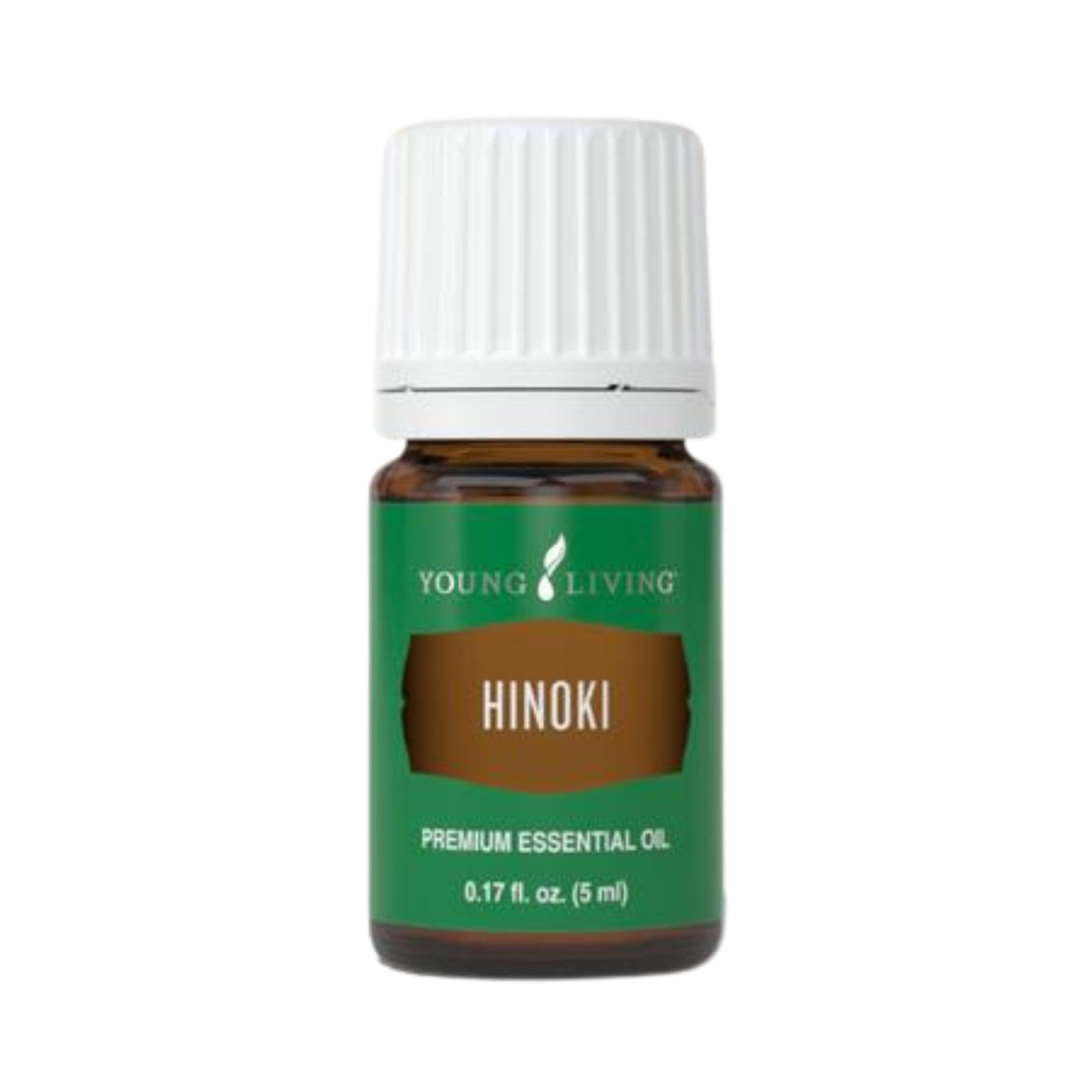 Young Living Hinoki 5ml bottle closeup for a calming, refreshing ambiance.