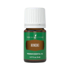 Young Living Hinoki 5ml bottle closeup for a calming, refreshing ambiance.
