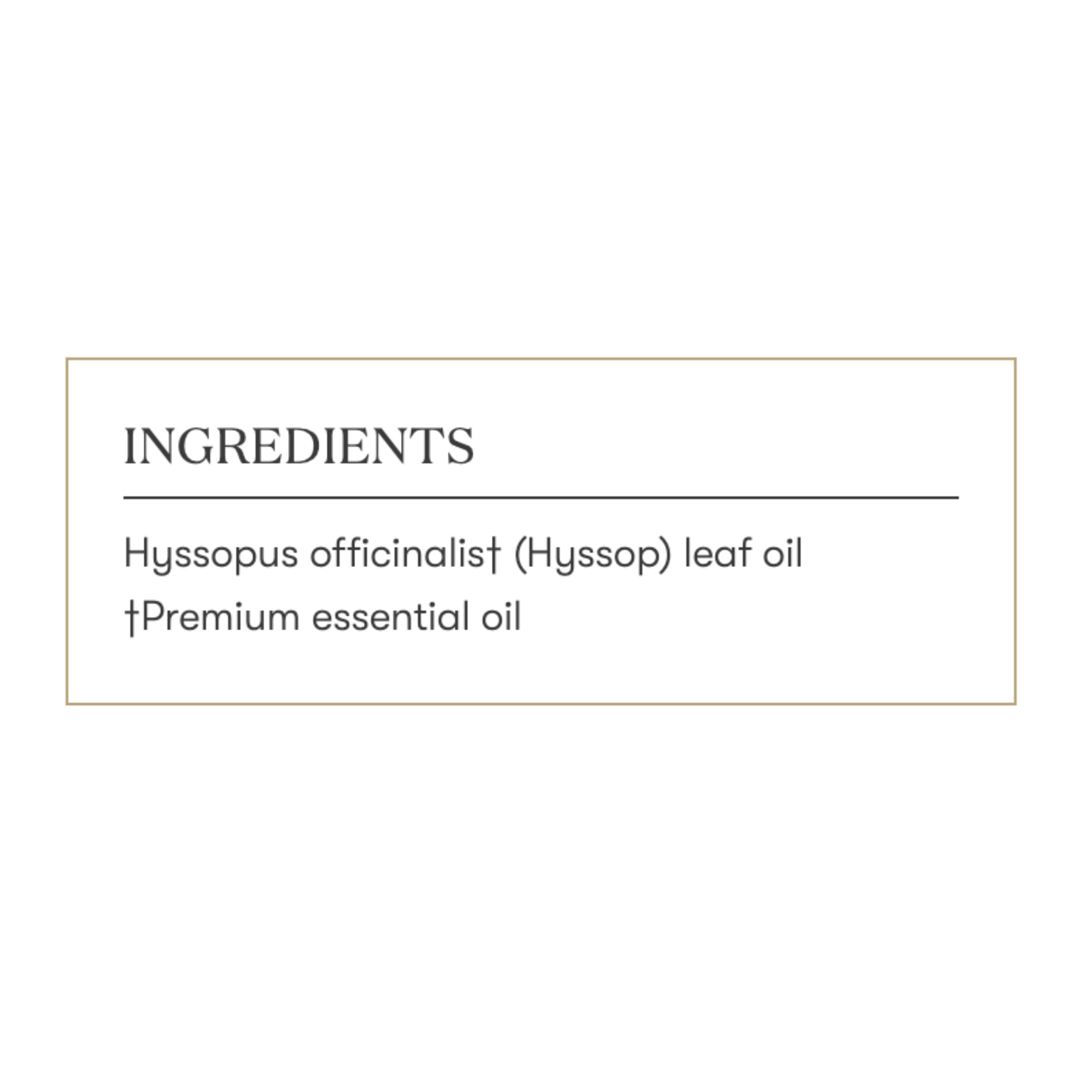 Young Living Hyssop label and bottle signaling clean aromatherapy setup