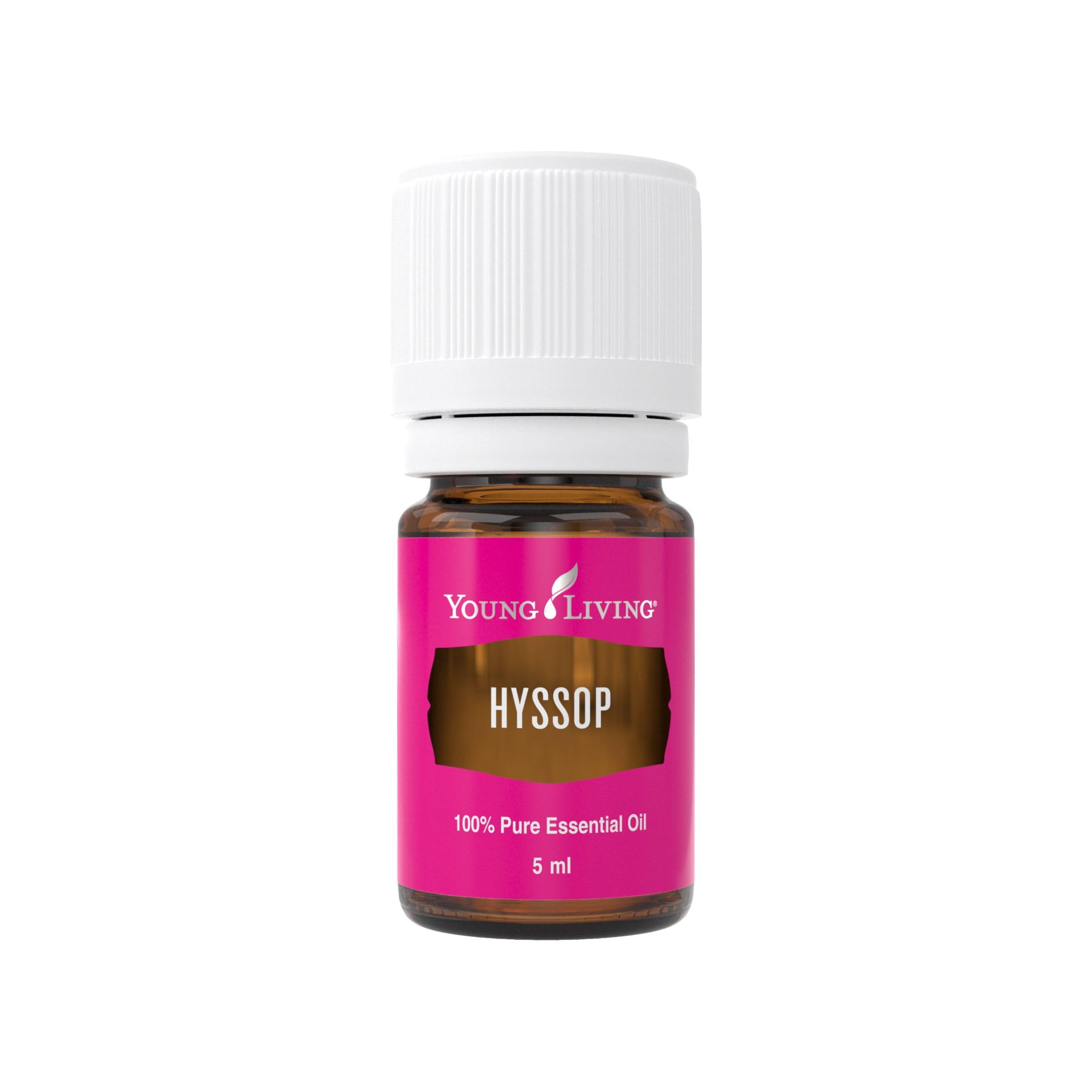 Young Living Hyssop essential oil bottle 5ml on a wooden surface for meditation