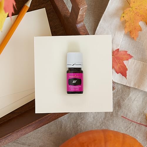 Close-up of Joy essential oil blend bottle label