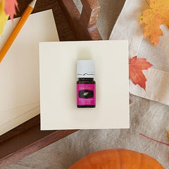 Close-up of Joy essential oil blend bottle label