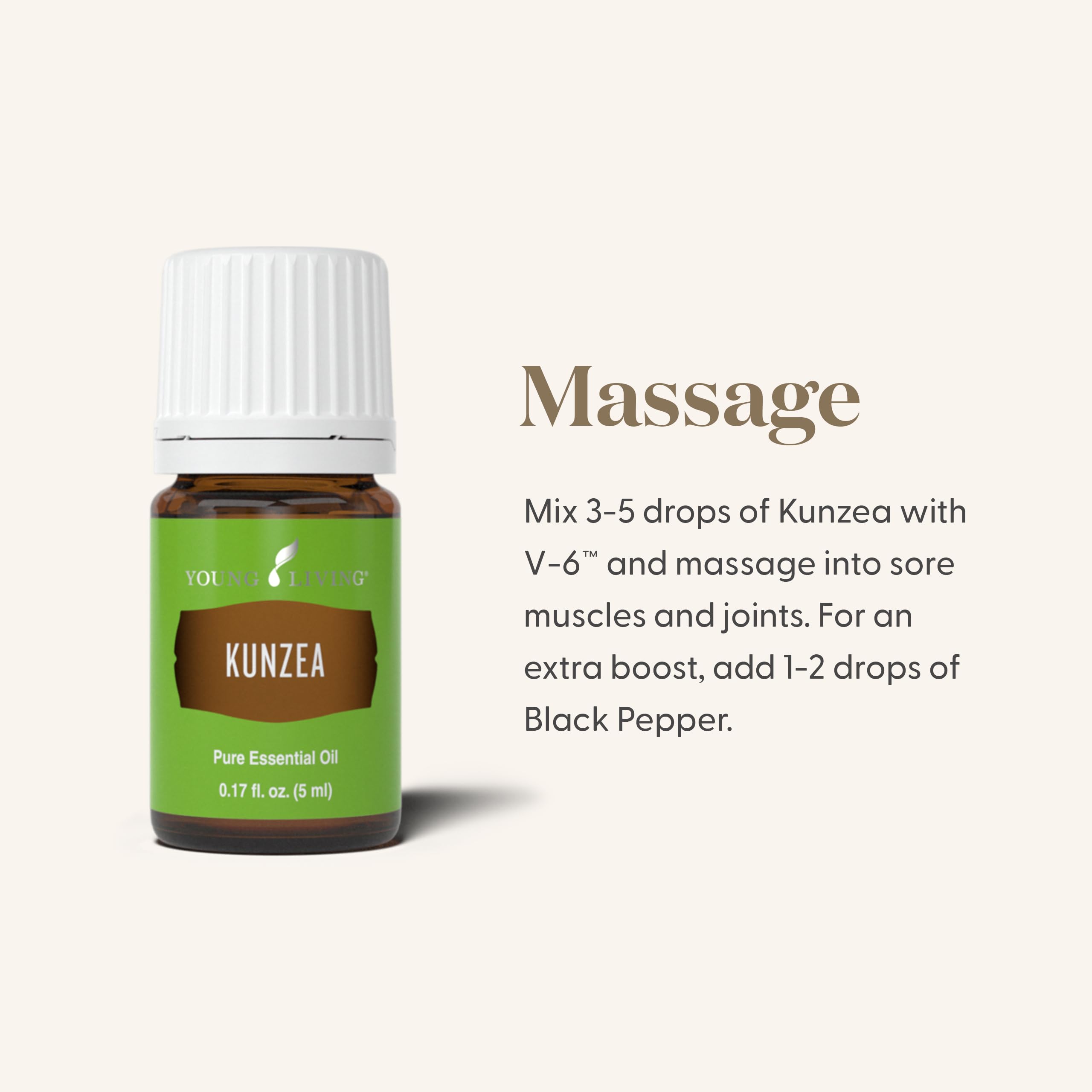 Young Living Kunzea essential oil 5ml pour for calm ambiance.