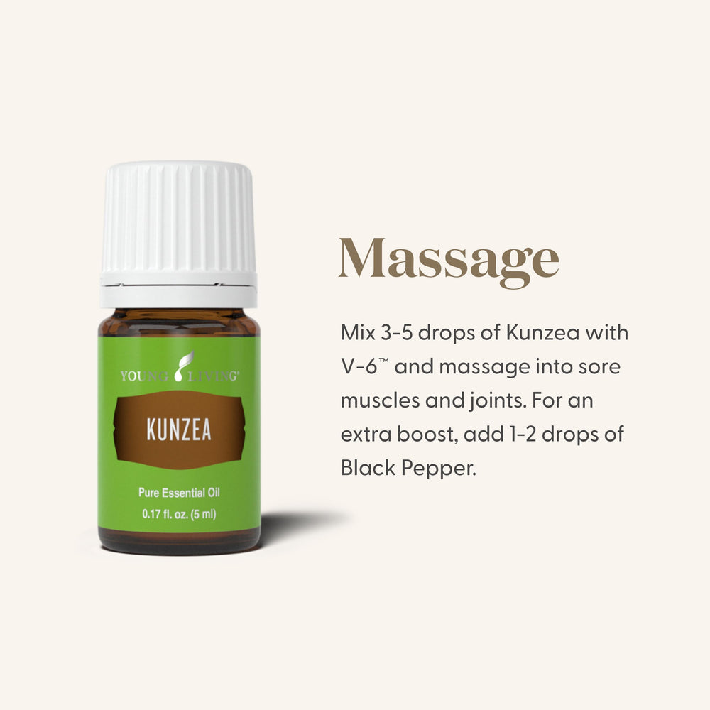 Young Living Kunzea essential oil 5ml pour for calm ambiance.