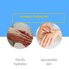 Application of Young Living Lavaderm Cooling Mist for quick, soothing skin mist.