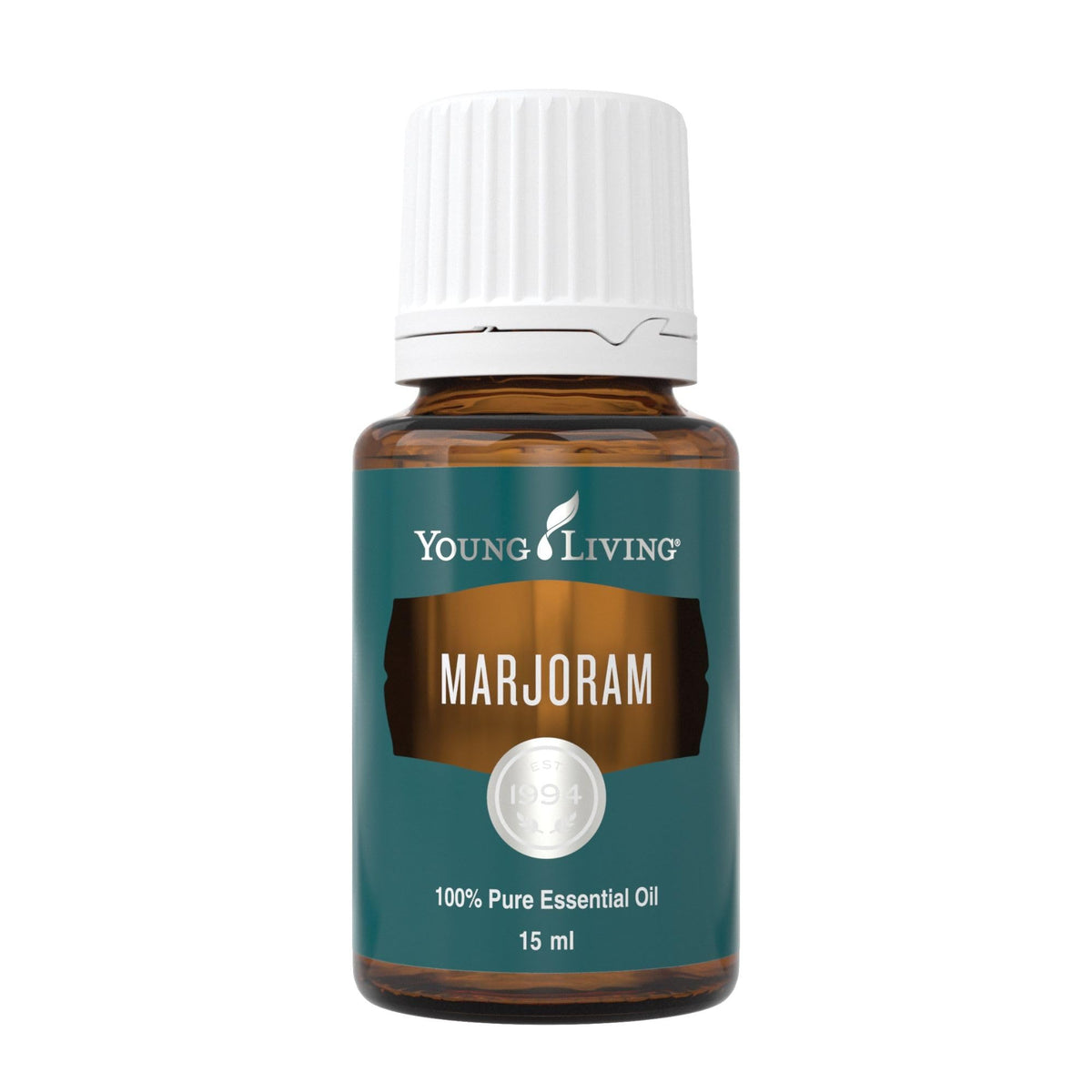 Young Living Marjoram Essential Oil bottle closeup showing soothing relaxation potential