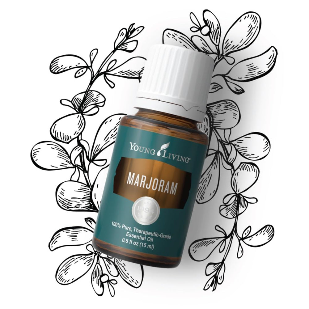Young Living Marjoram massage application illustrating gentle muscle comfort