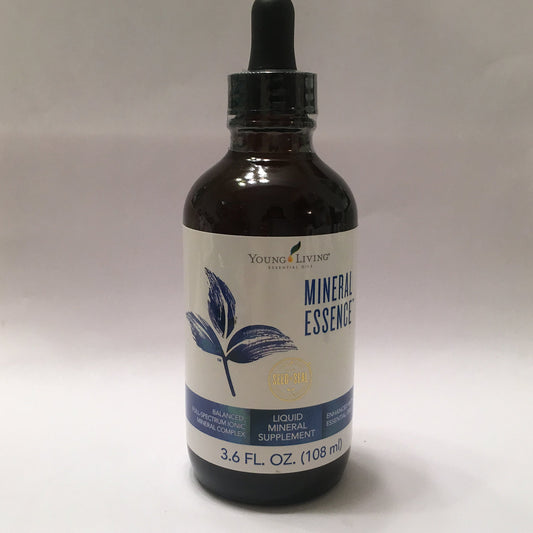 Young Living Mineral Essence 3.6 fl oz bottle – essential ionic minerals, magnesium-rich supplement for balanced health.