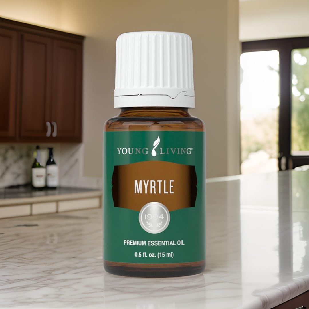 Young Living Myrtle Oil bath drops for a soothing ritual.
