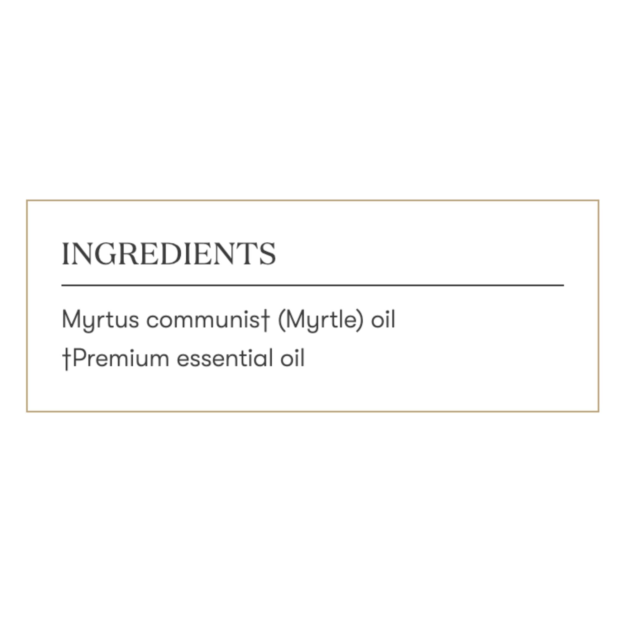 Young Living Myrtle Oil natural ingredients highlight vegan, gluten-free formula.