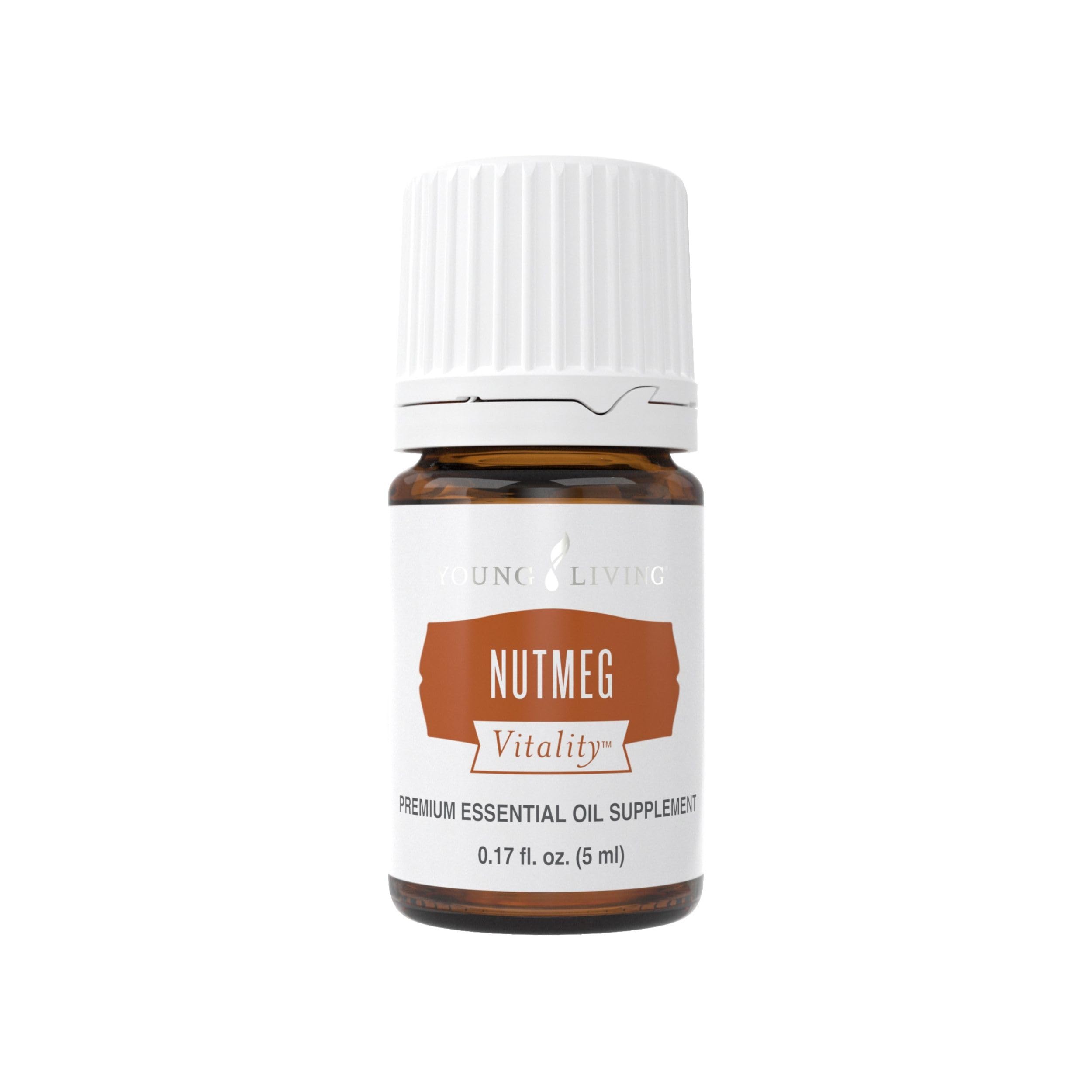 Young Living Nutmeg Vitality bottle pour highlights warm, spicy flavor ideal for soups.