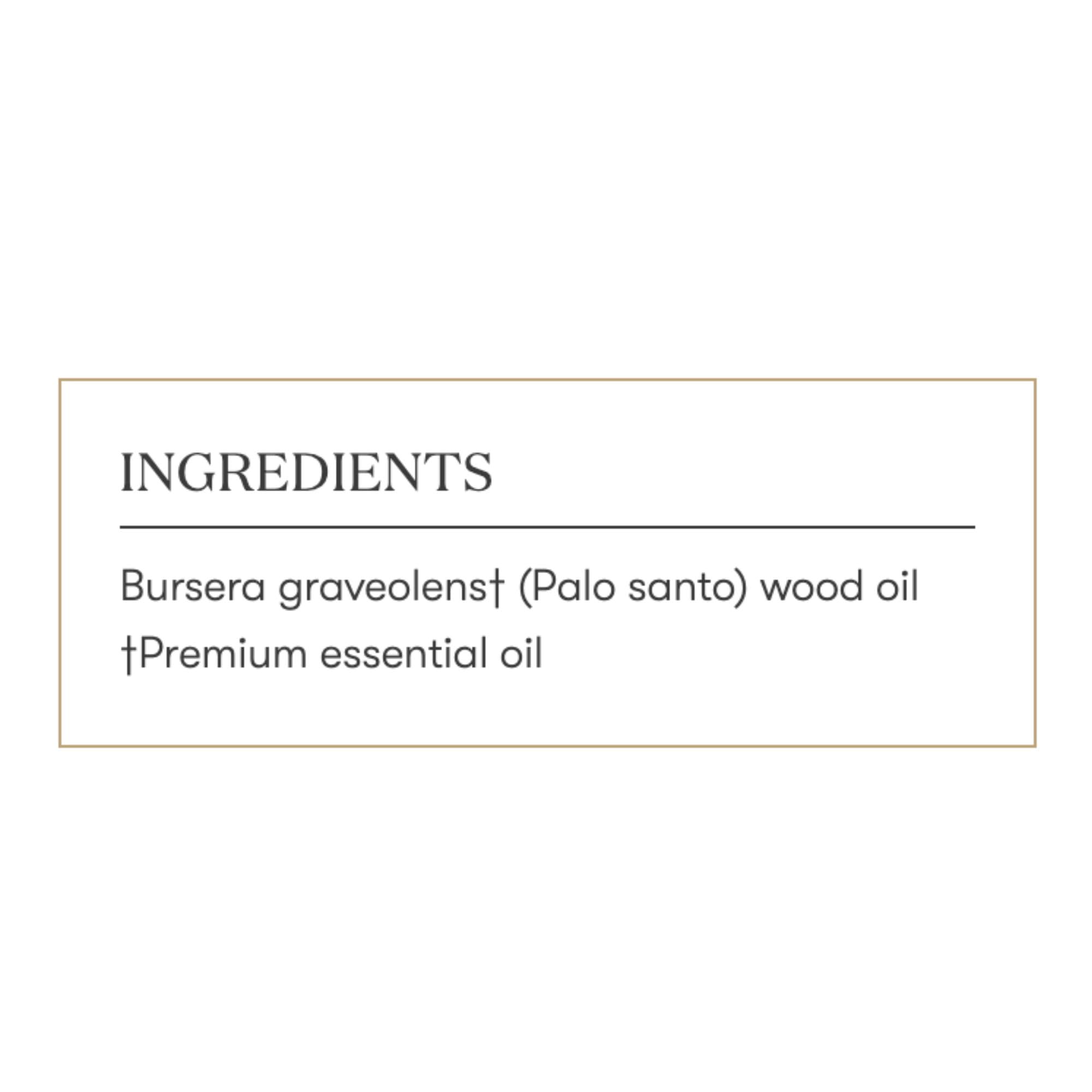 Young Living Palo Santo packaging showcases 5ml bottle and premium oil