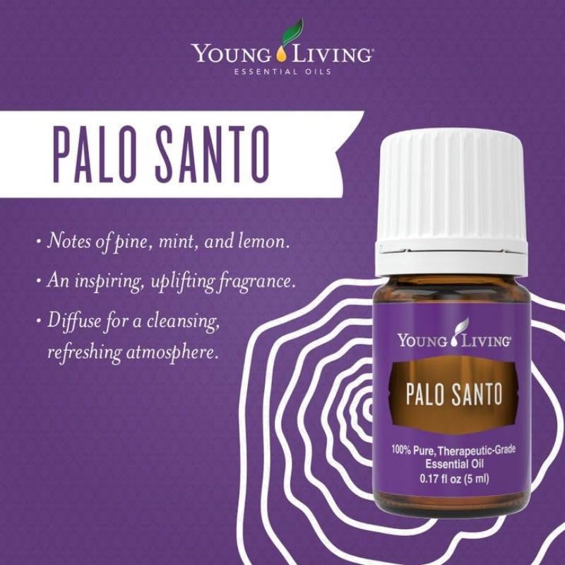 Young Living Palo Santo wood oil ingredients label for pure quality