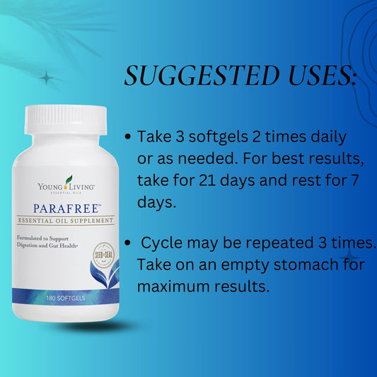 Young Living ParaFree softgels packaging eco-friendly supports sustainable wellness.