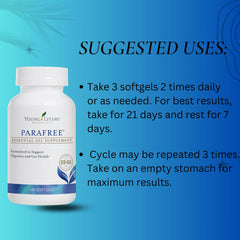 Young Living ParaFree softgels packaging eco-friendly supports sustainable wellness.