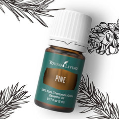 Close-up of Pine essential oil label