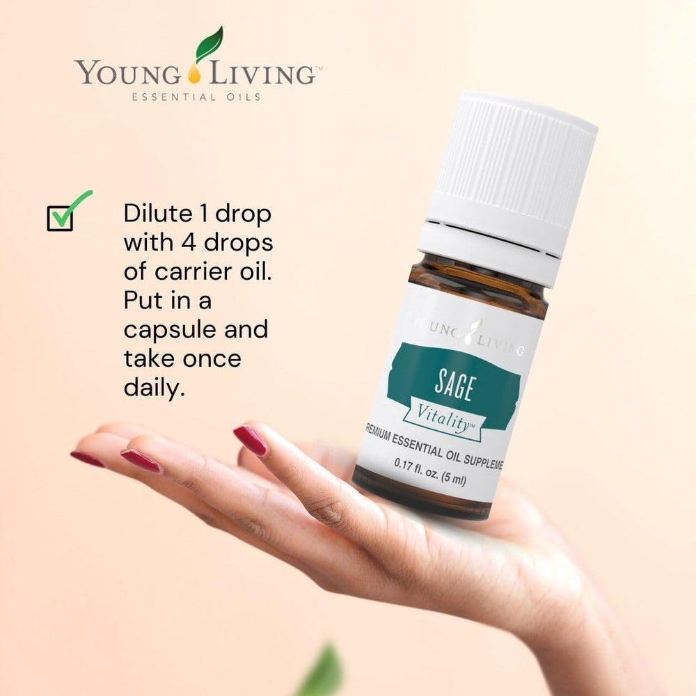 Young Living Sage Vitality drops added to a dish for subtle flavor.