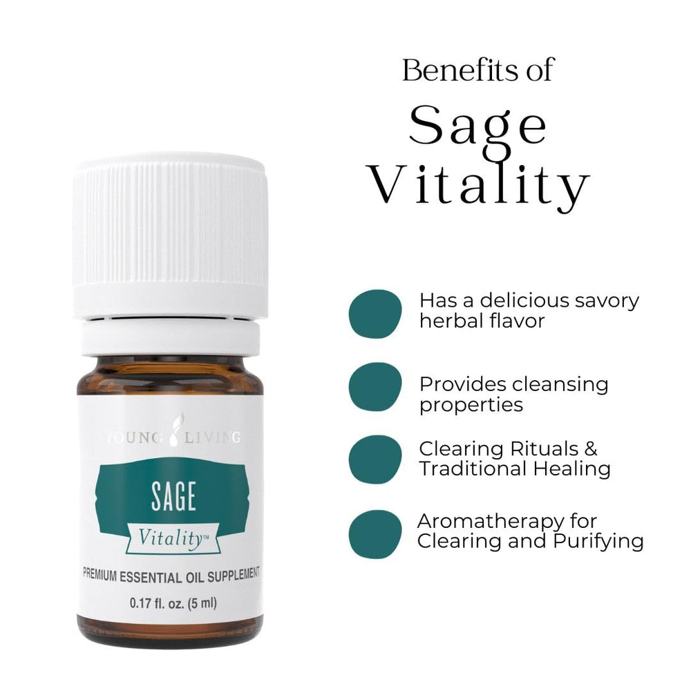 Young Living Sage Vitality on kitchen counter ready for culinary drops.