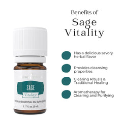 Young Living Sage Vitality on kitchen counter ready for culinary drops.