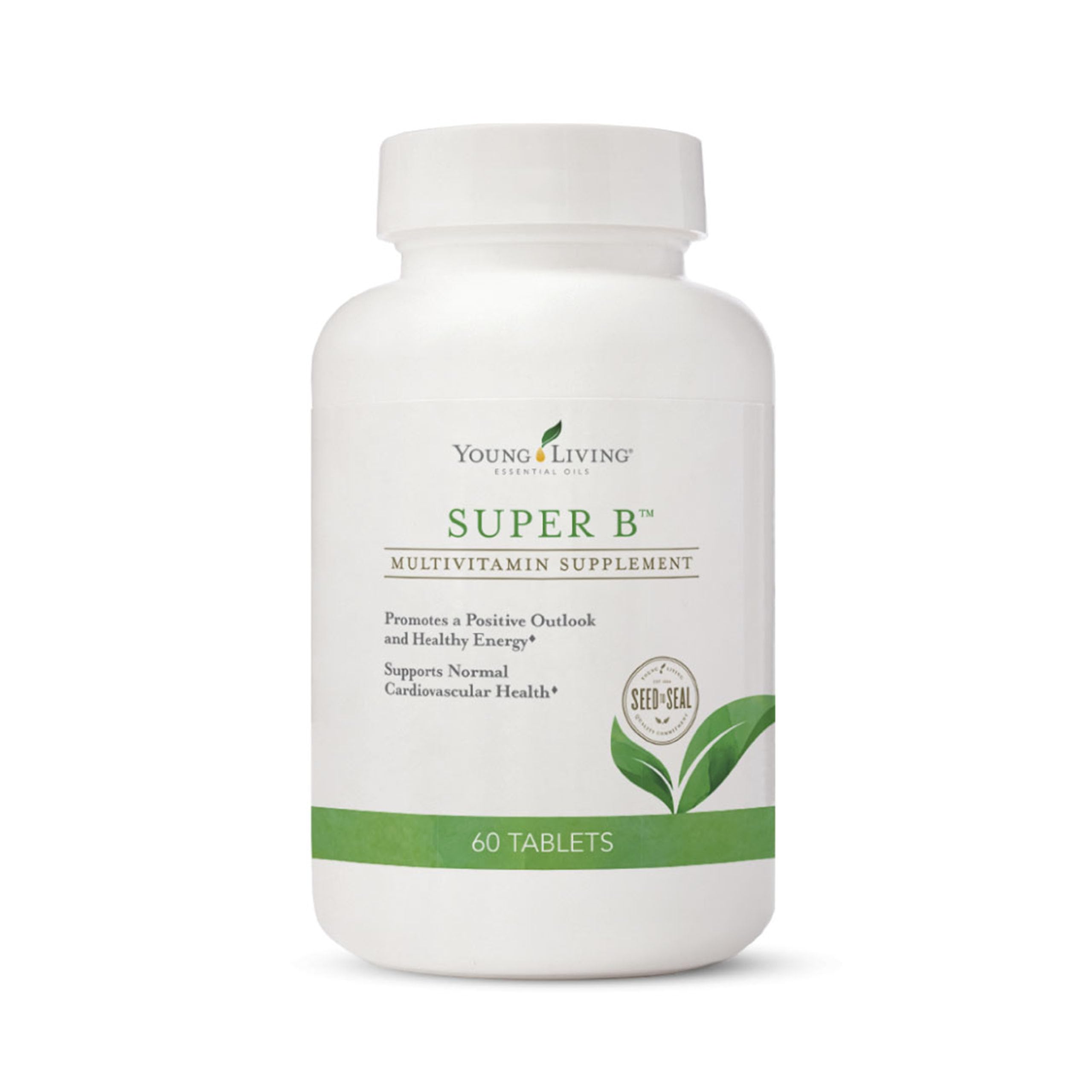 Front view of Young Living Super B Tablets bottle