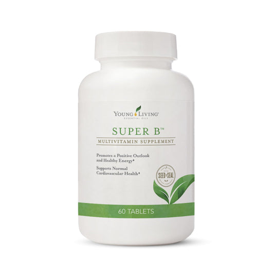 Front view of Young Living Super B Tablets bottle