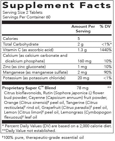 Close-up of Young Living Super C tablets, convenient daily vitamin boost for resilience.