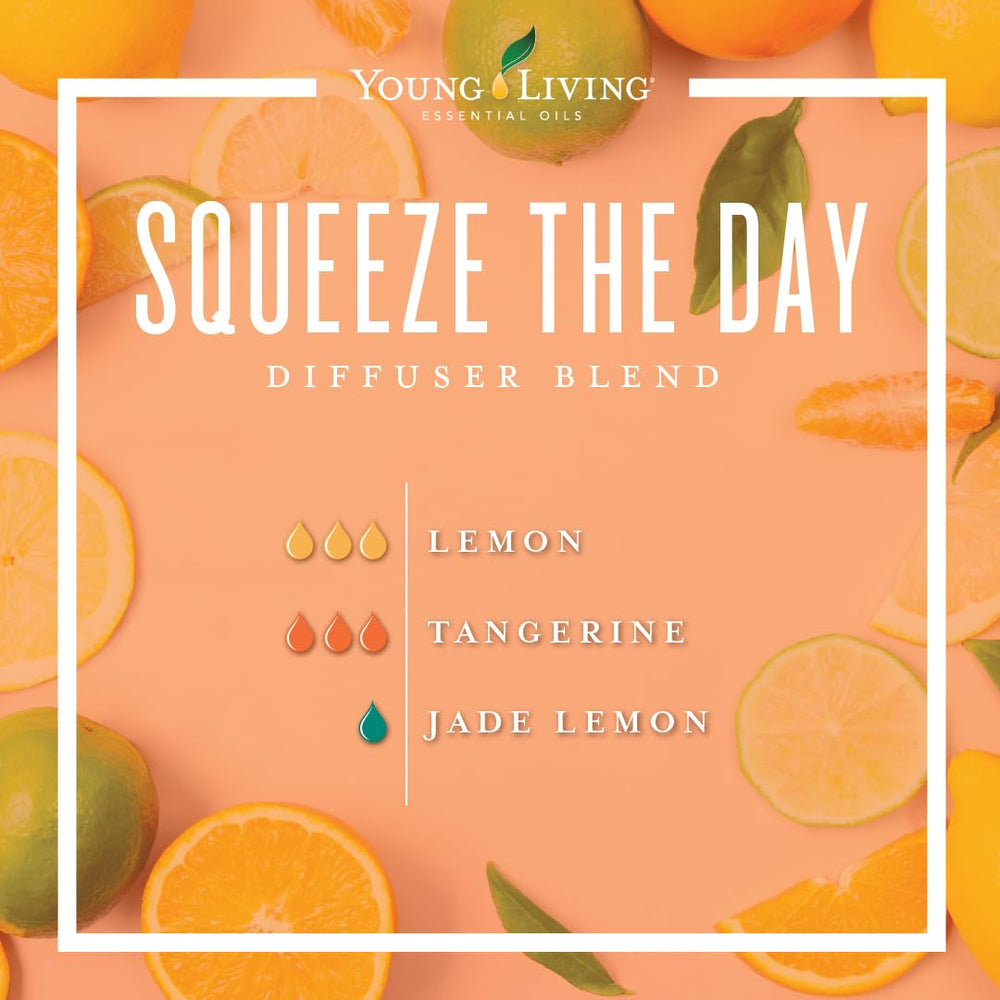 Close-up of citrus notes and labeling for Young Living Tangerine