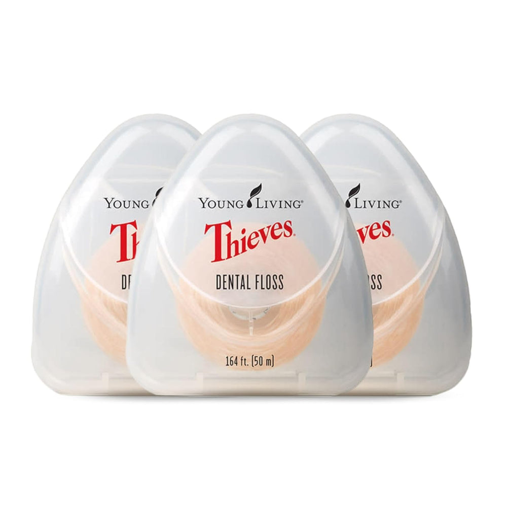 Front view of Young Living Thieves Dental Floss 164 ft 3 Pack