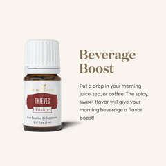 Thieves Vitality added to a beverage for wellness