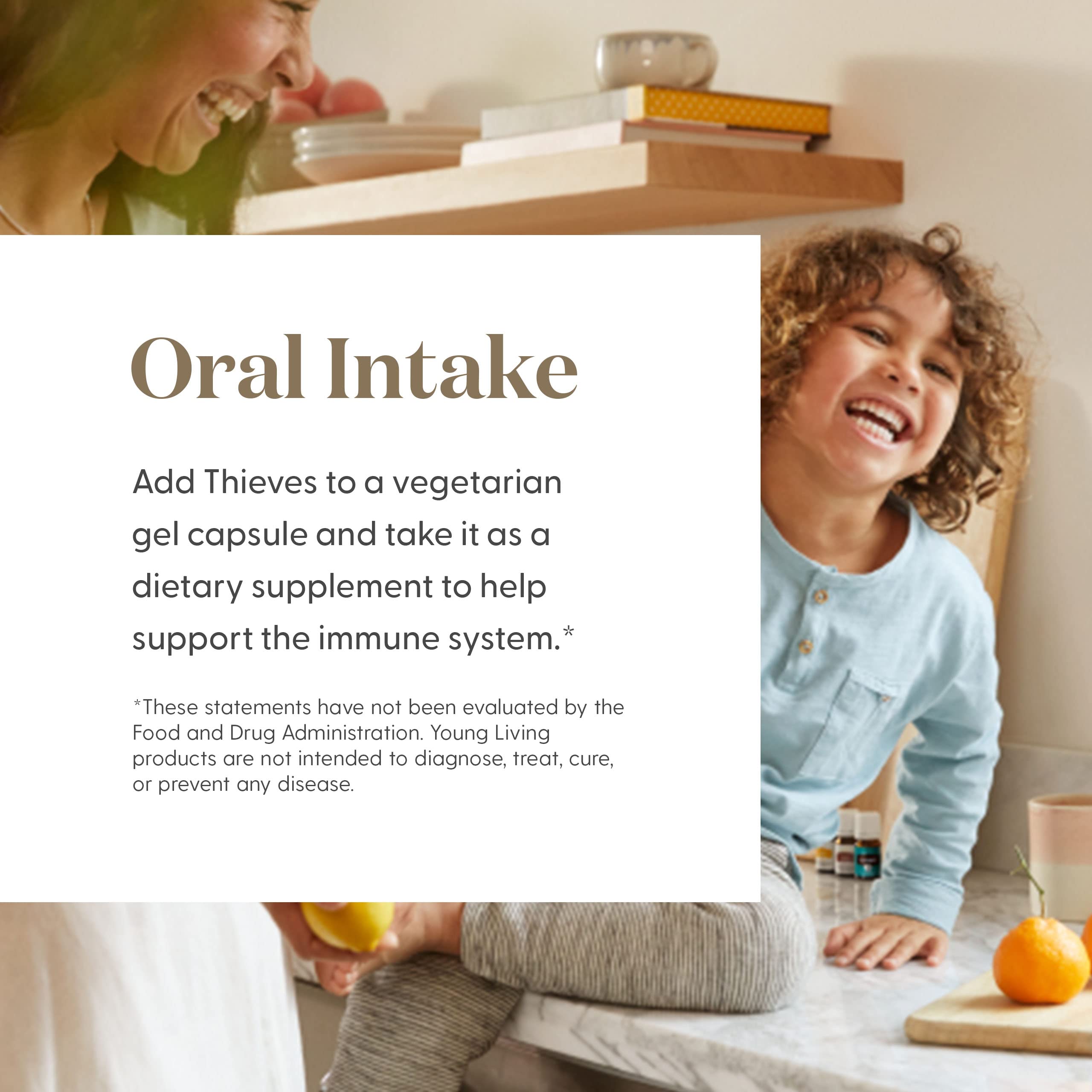 Essential oil diffuser releasing Thieves Vitality aroma